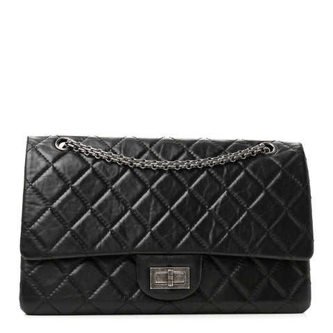 Aged Calfskin Quilted 2.55 Reissue 227 Flap Black