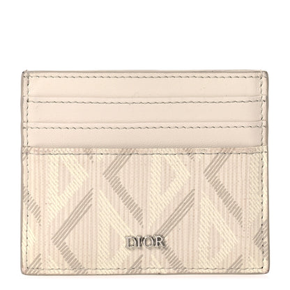 Christian Dior Calfskin CD Diamond Canvas Card Holder Natural 1 of 9
