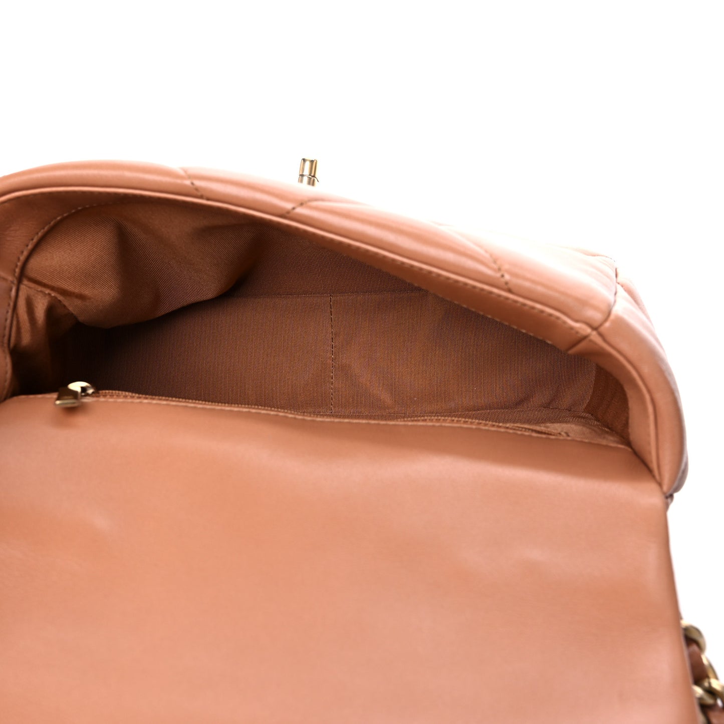 Lambskin Quilted Medium Chanel 19 Flap Brown