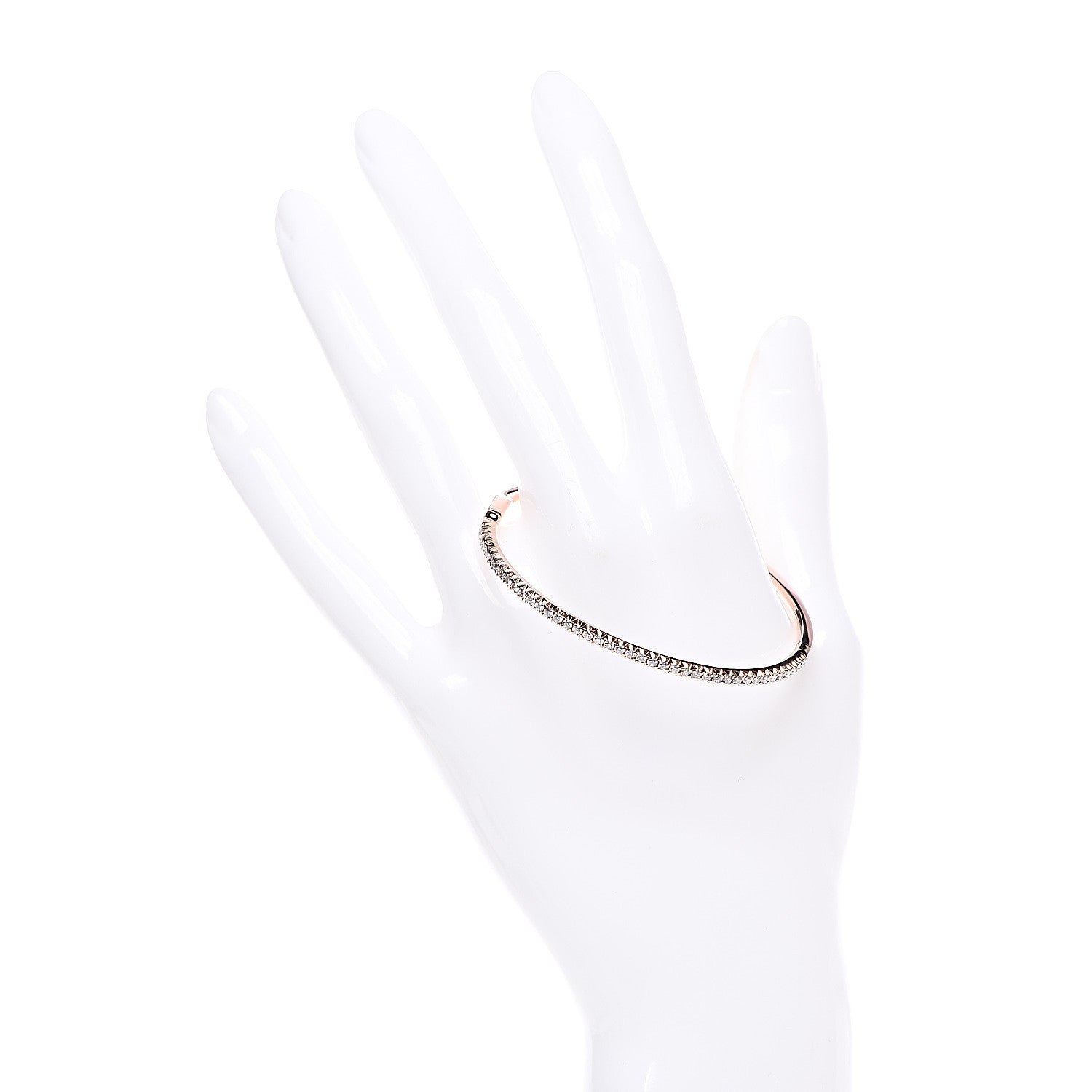 Tiffany 18K Rose Gold Diamond Metro Hinged Bangle Bracelet 2 of 5