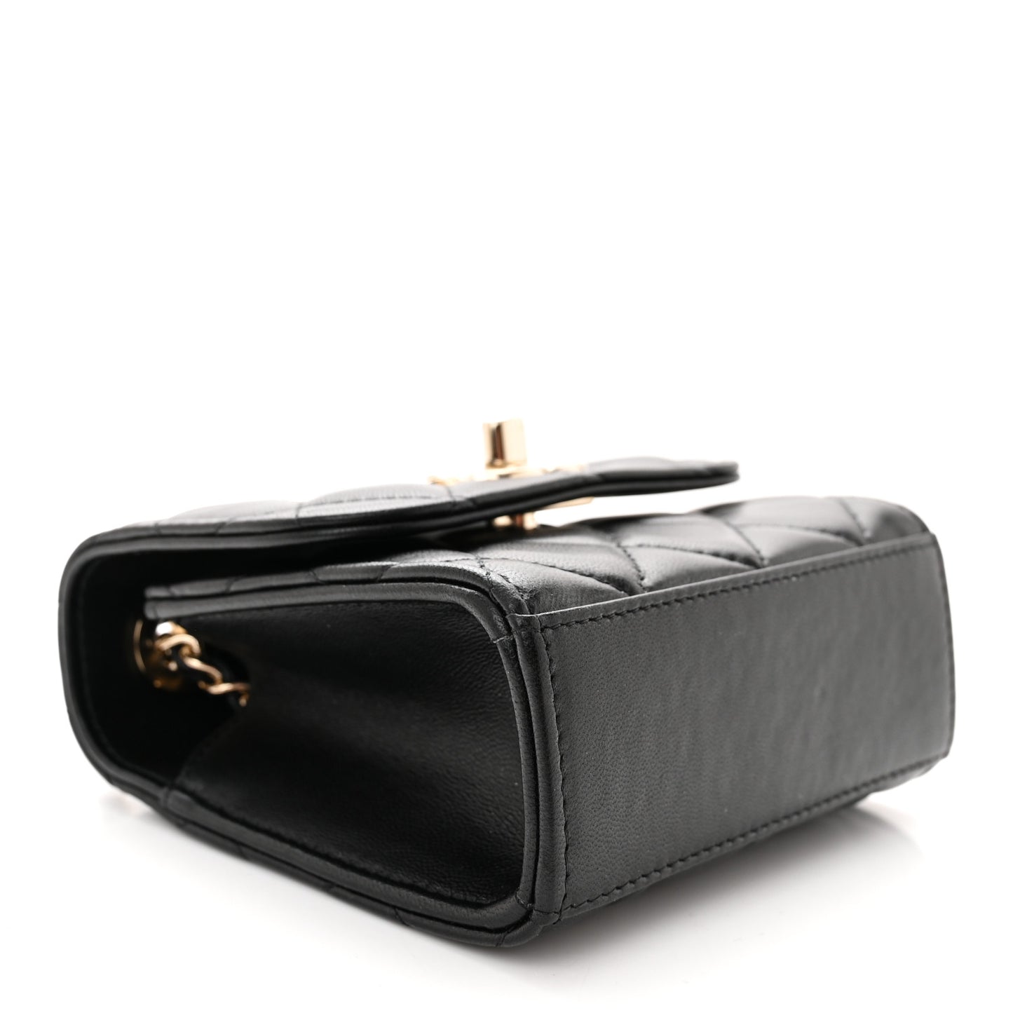 Lambskin Quilted Mini Trendy CC Chain Wallet Black