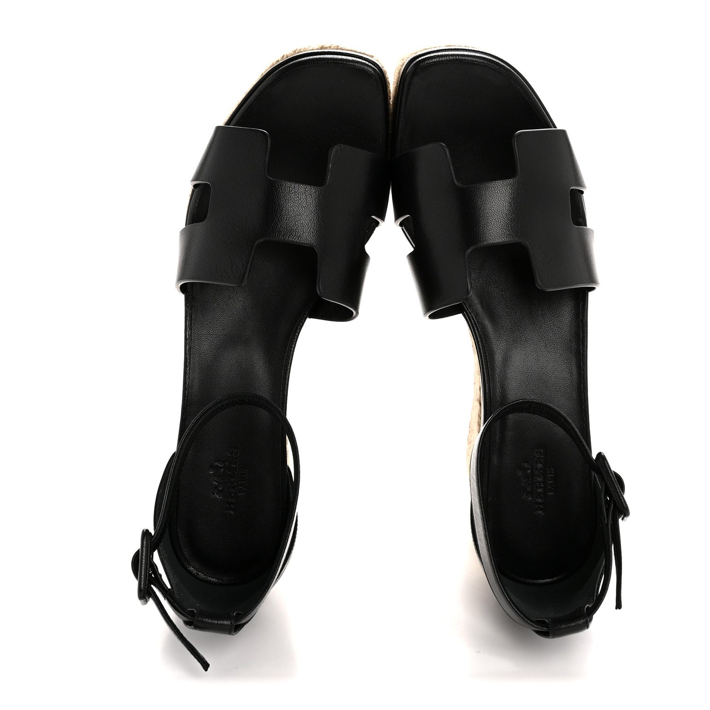 Goatskin Elda Espadrille Wedge Sandals 38 Black