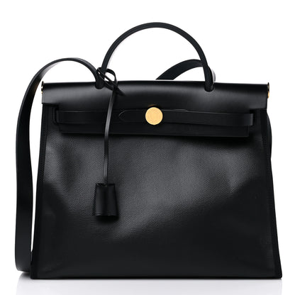 Hermes Toile H Berline Vache Hunter Herbag Zip PM 31 Black Ecru 3 of 10