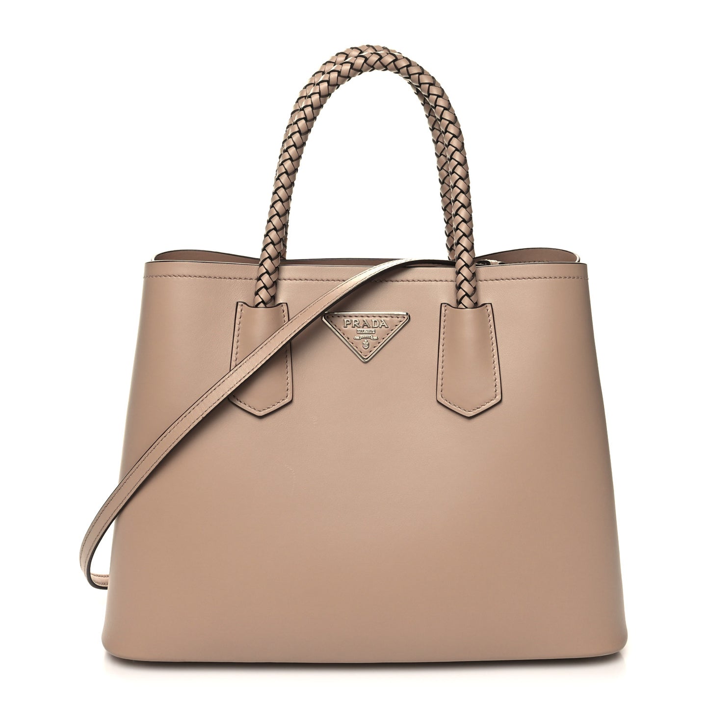 City Calfskin Braided Medium Double Bag Cammeo