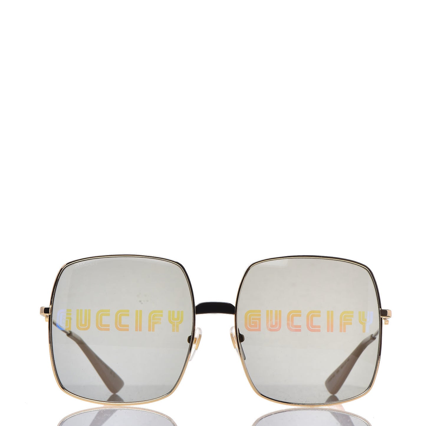 Metal Rectangular Guccify Frame Sunglasses GG0414S Gold