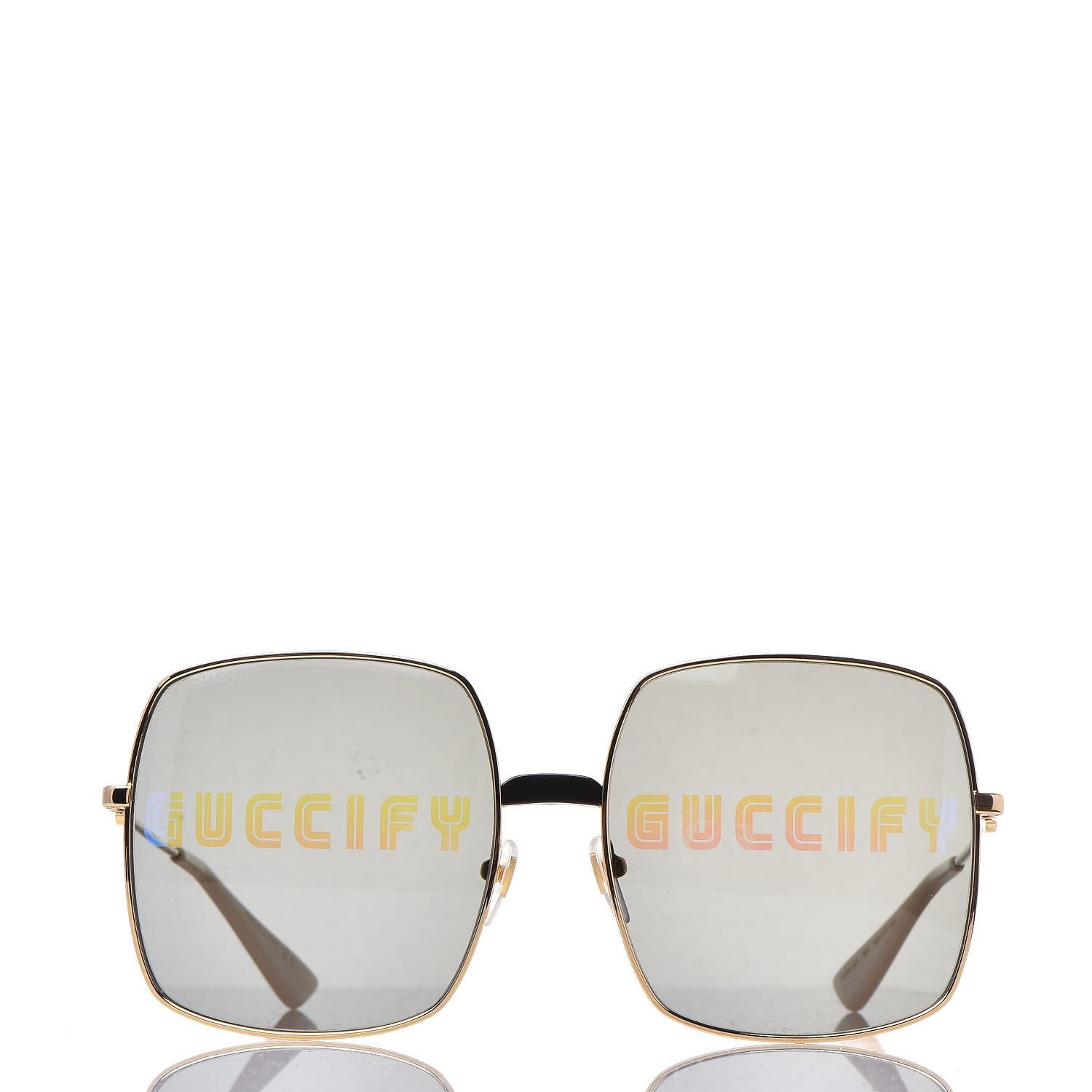 Gucci Metal Rectangular Guccify Frame Sunglasses GG0414S Gold 4 of 9