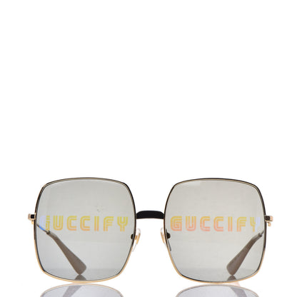 Gucci Metal Rectangular Guccify Frame Sunglasses GG0414S Gold 4 of 9