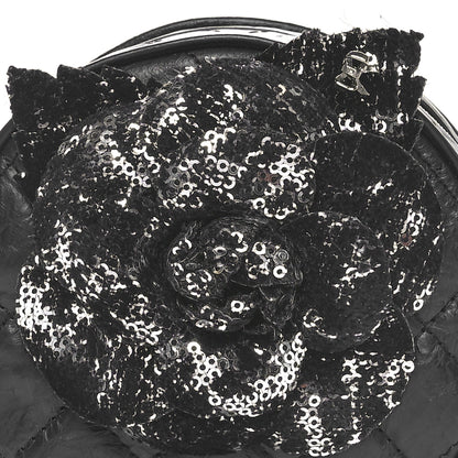Chanel Aged Calfskin Sequin Quilted Camelia Clutch Black 8 of 11