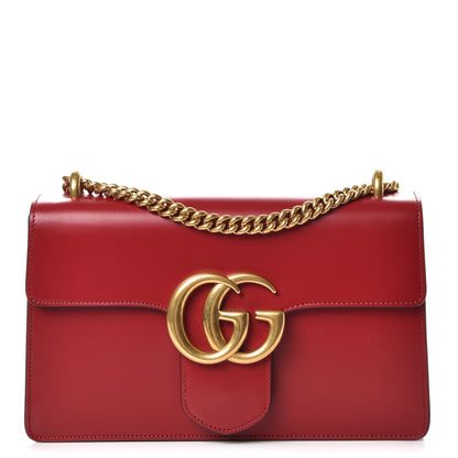 Gucci Knight Calfskin Medium GG Marmont Chain Handle Bag Hibiscus Red 1 of 8