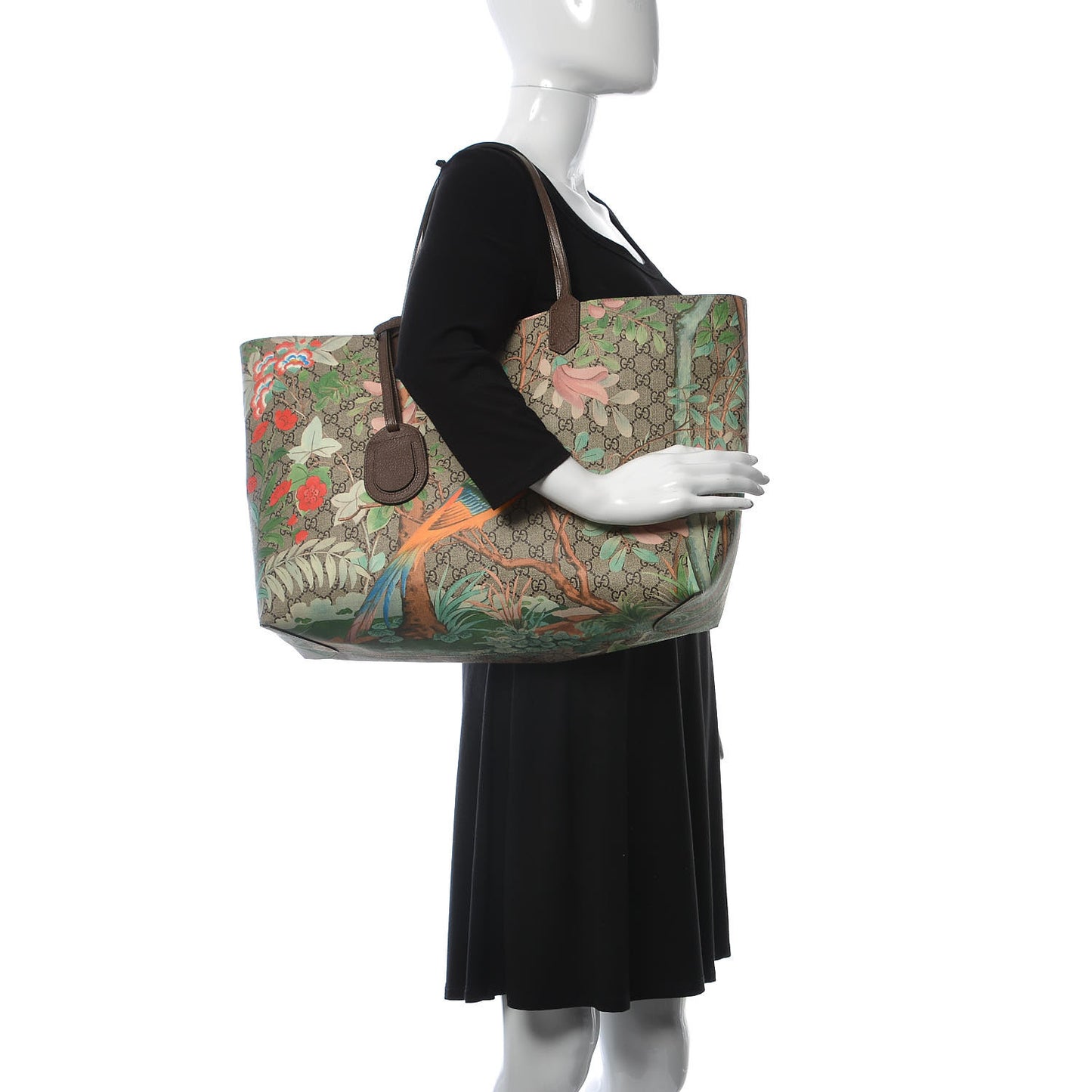 GG Supreme Monogram Tian Large Shopping Tote Beige Multicolor New Acero