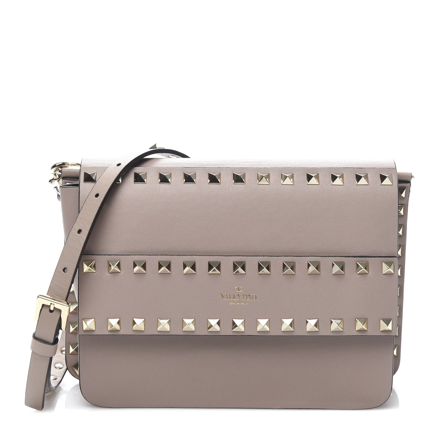 Vitello Rockstud Side Slip Crossbody Poudre