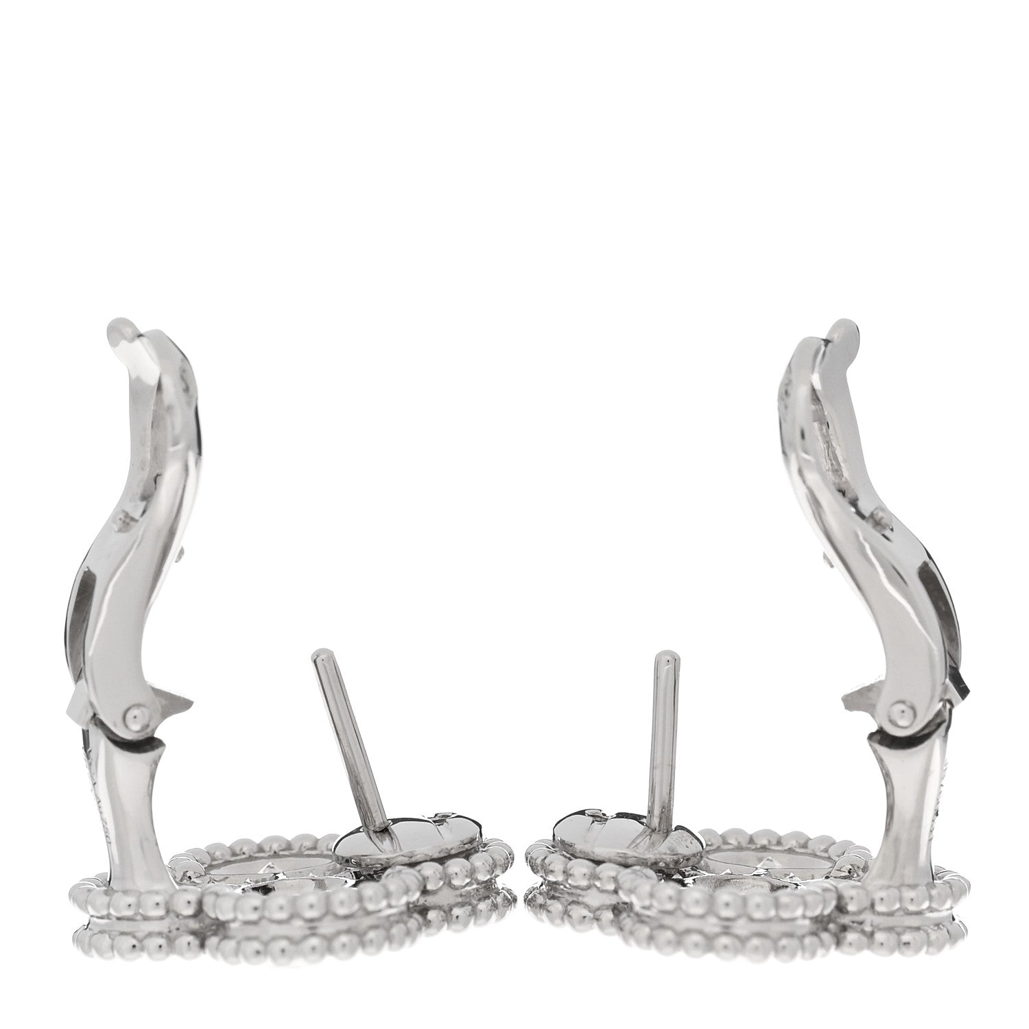 Van Cleef & Arpels 18K White Gold Diamond Vintage Alhambra Earrings 3 of 5