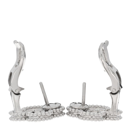Van Cleef & Arpels 18K White Gold Diamond Vintage Alhambra Earrings 3 of 5