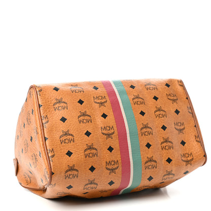 MCM Visetos Striped Boston Satchel Cognac 4 of 8