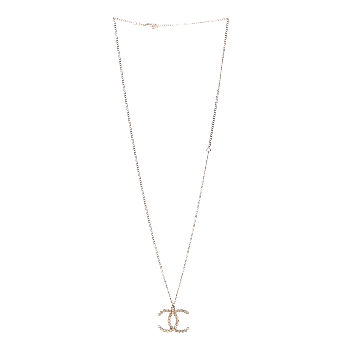 Crystal CC Pendant Necklace Gold