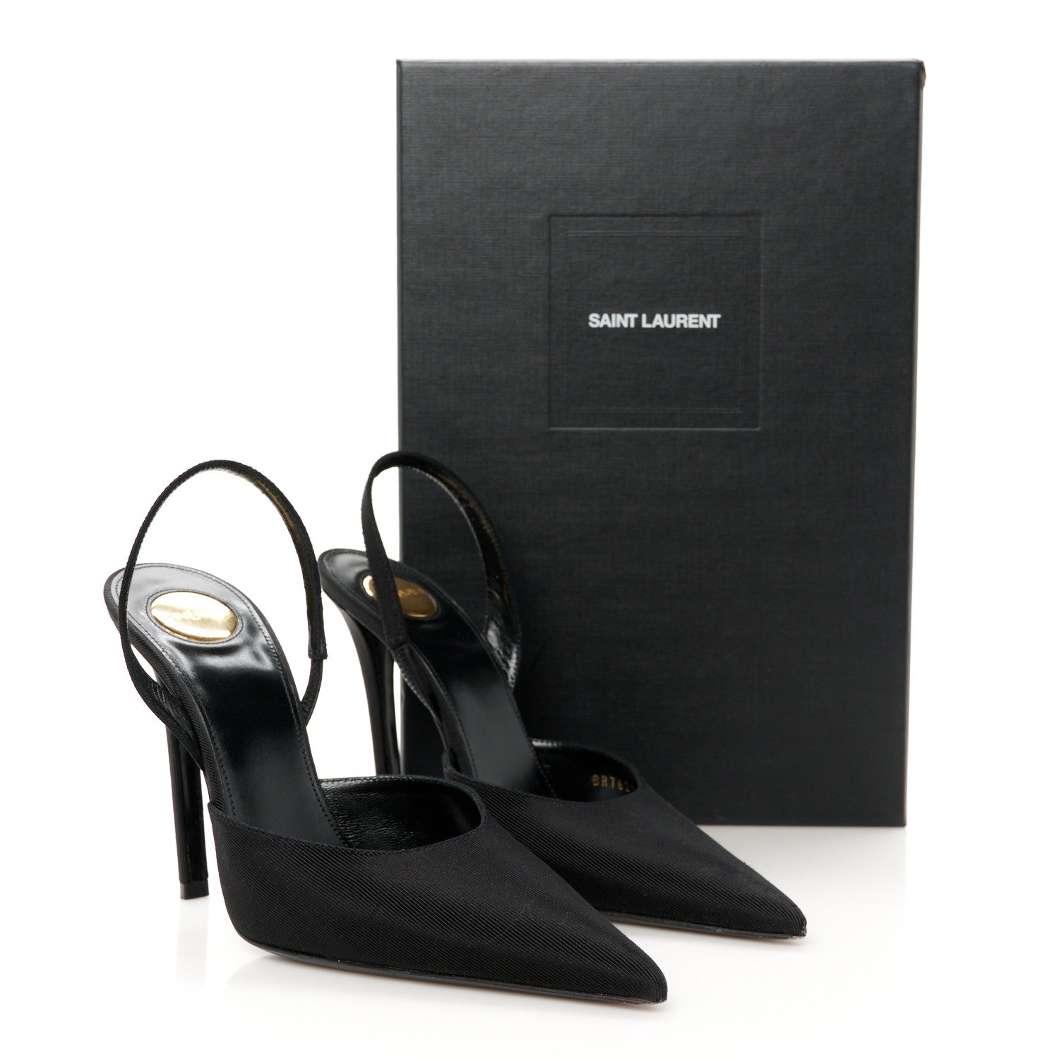 Saint Laurent Grosgrain Penelope Slingback Pumps 37 Black 10 of 10