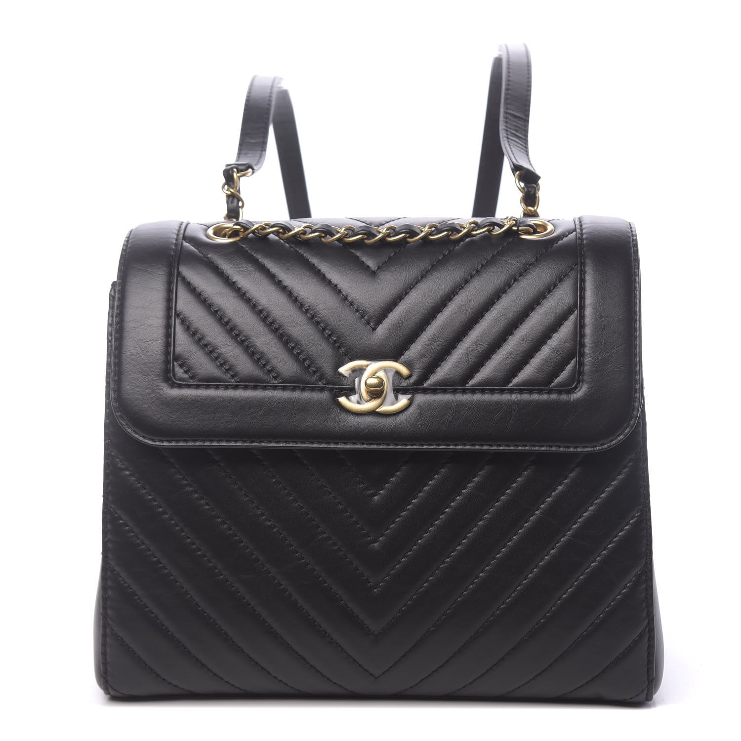 Chanel Aged Calfskin Chevron Quilted Backpack Black 1 of 9