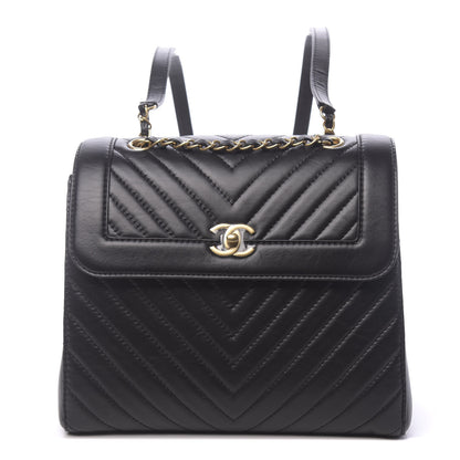 Chanel Aged Calfskin Chevron Quilted Backpack Black 1 of 9