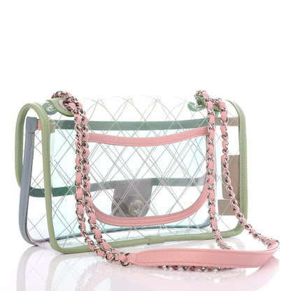 Chanel Lambskin PVC Quilted Medium Coco Splash Flap Blue Green 3 of 8