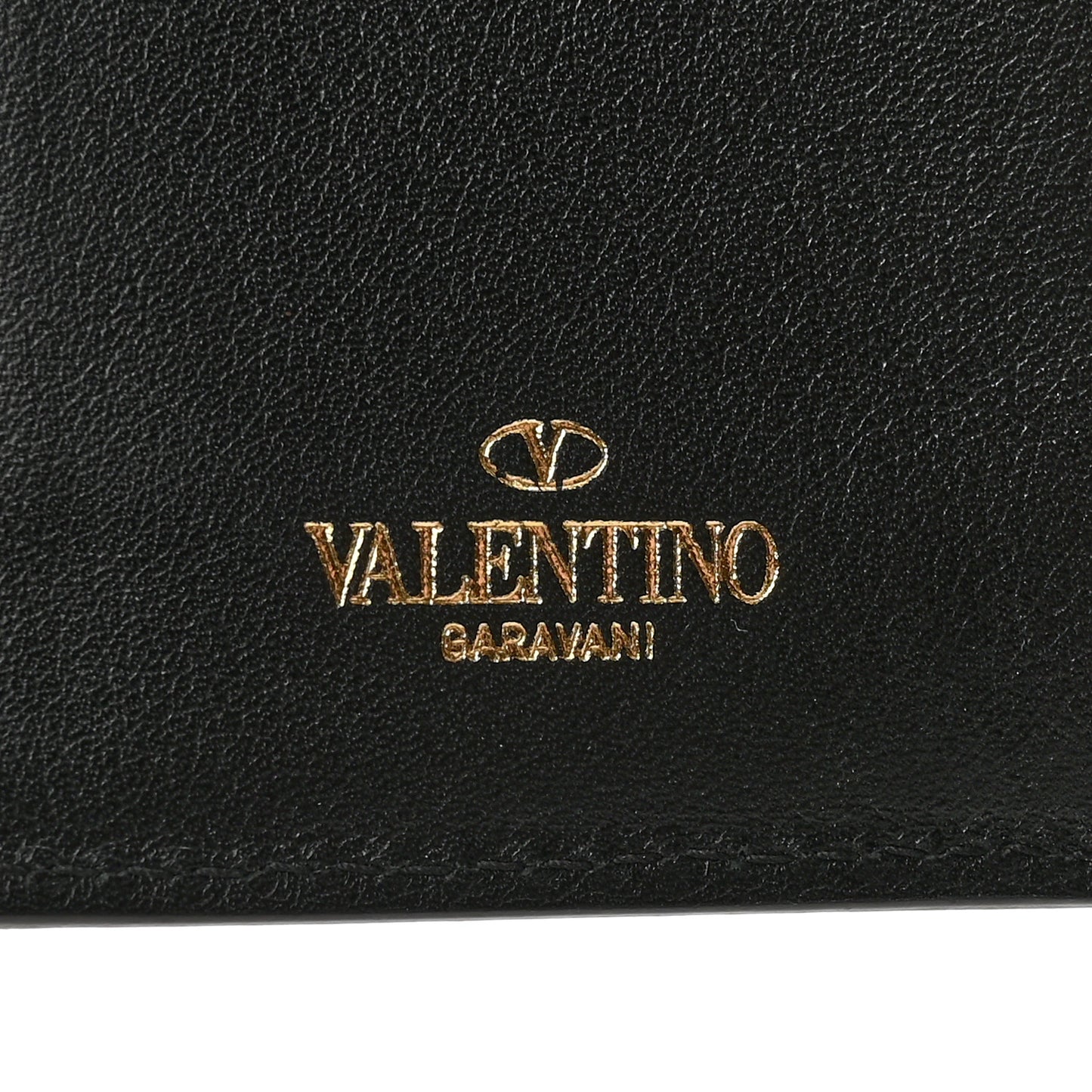 Calfskin Rockstud Bi-Fold Long Wallet Black