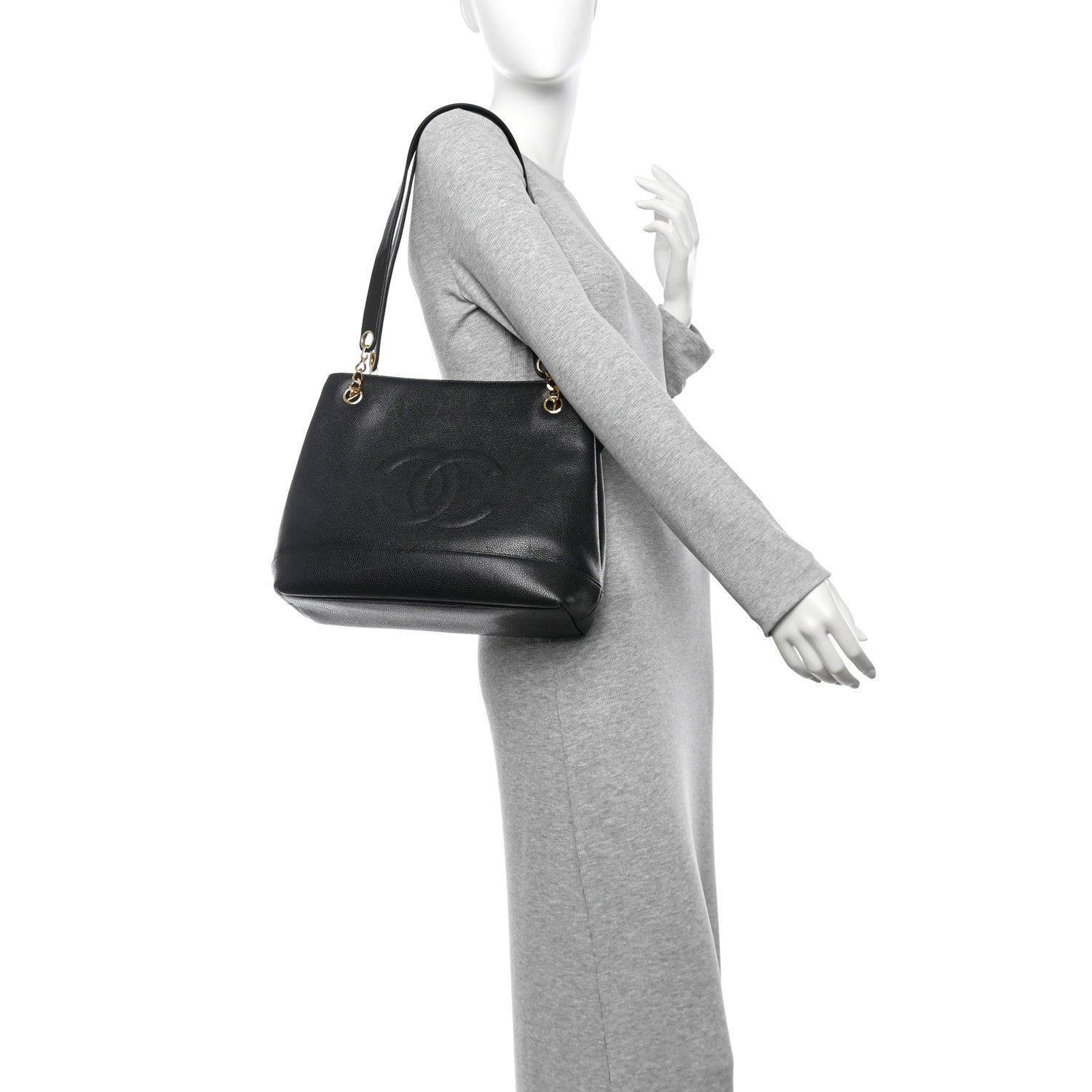 Chanel Caviar Large CC Shoulder Bag Black 2 of 11