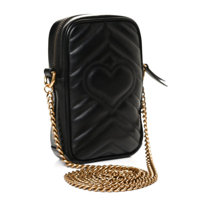Gucci Calfskin Matelasse Mini GG Marmont Crossbody Bag Black 3 of 9