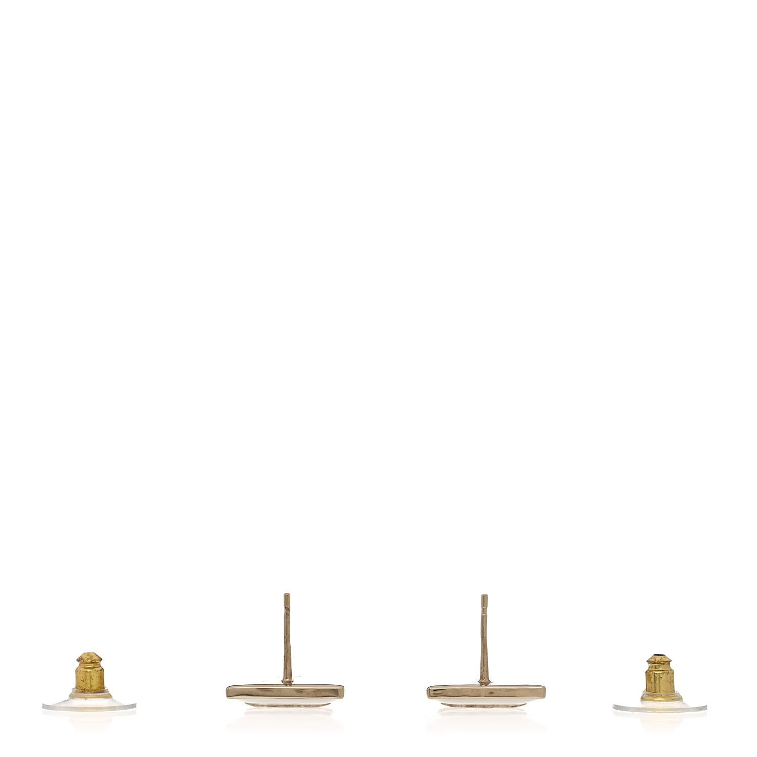 Chanel Metal Enamel CC Square Earrings Gold White Black 3 of 4