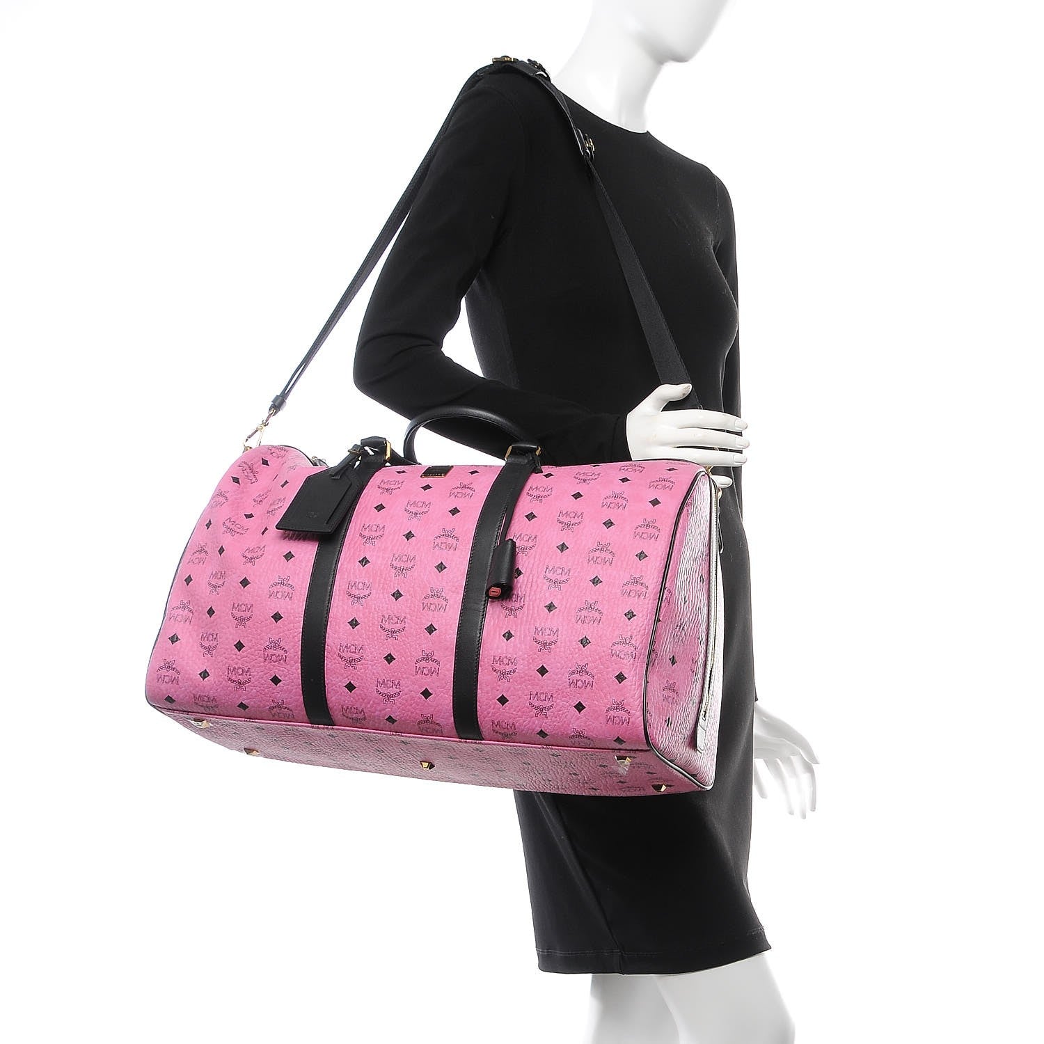 MCM Visetos Large Traveler Weekender Bag Pink 3 of 7