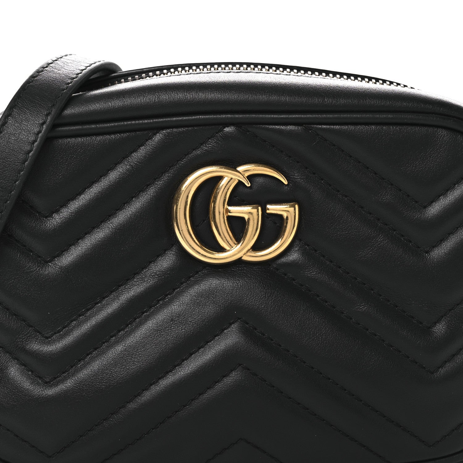 Gucci Calfskin Matelasse Mini GG Marmont Chain Shoulder Bag Black 8 of 10
