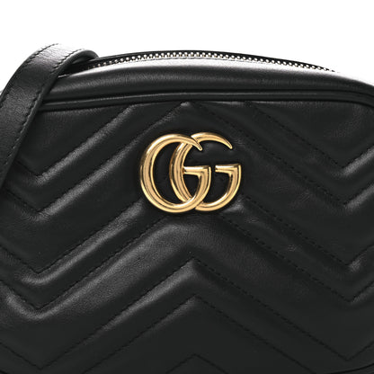 Gucci Calfskin Matelasse Mini GG Marmont Chain Shoulder Bag Black 8 of 10