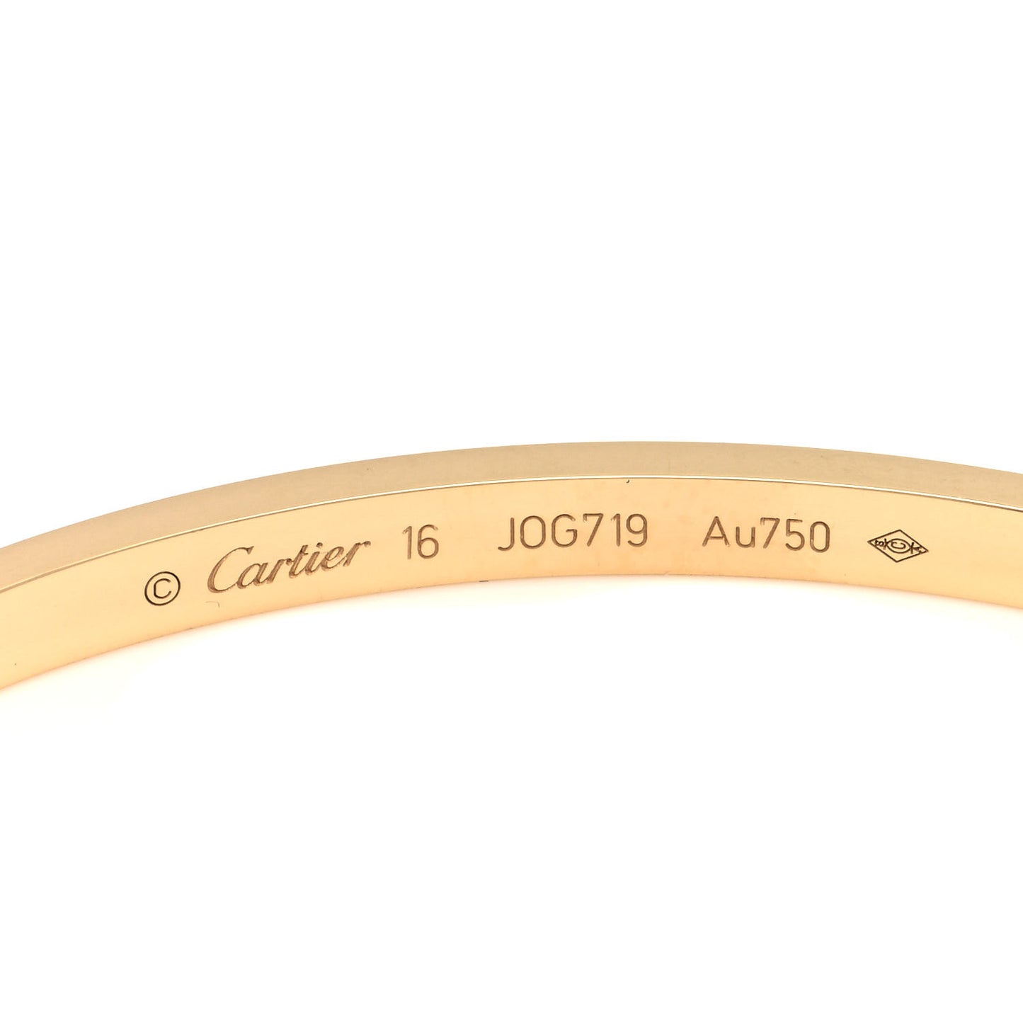 18K Yellow Gold Small LOVE Bracelet 16