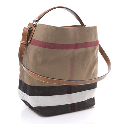 Burberry Canvas Mega Check Medium Ashby Hobo Saddle Brown 4 of 12