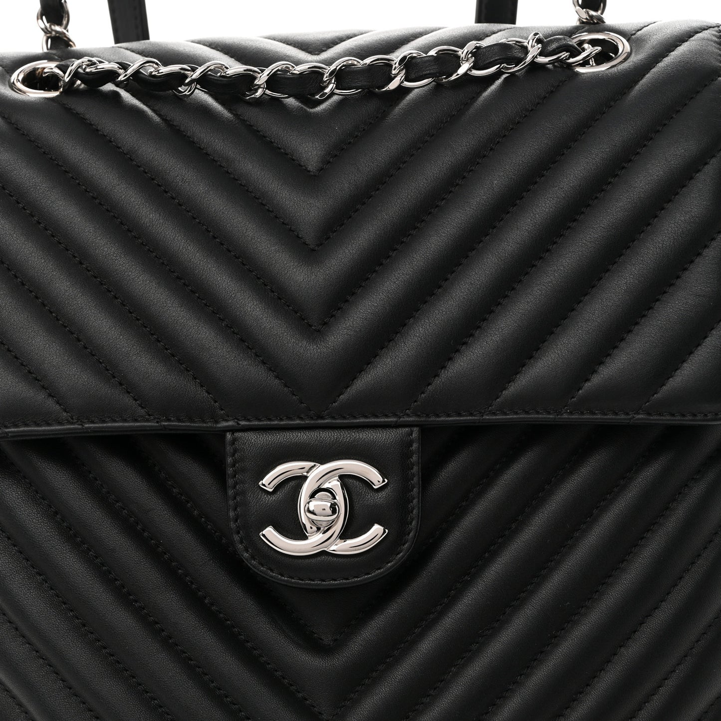 Calfskin Chevron Quilted Large Urban Spirit Backpack Black