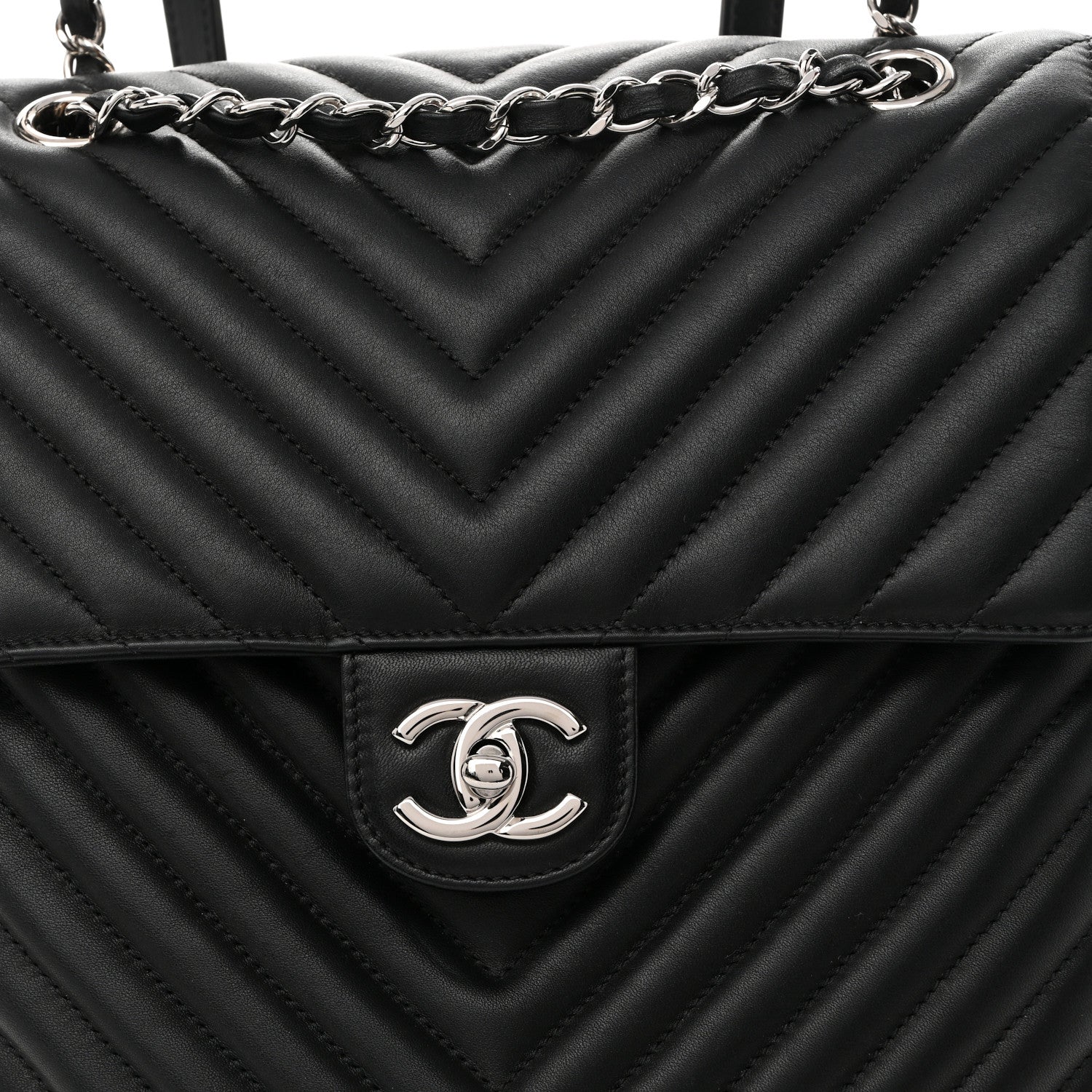 Chanel Calfskin Chevron Quilted Large Urban Spirit Backpack Black 8 of 10
