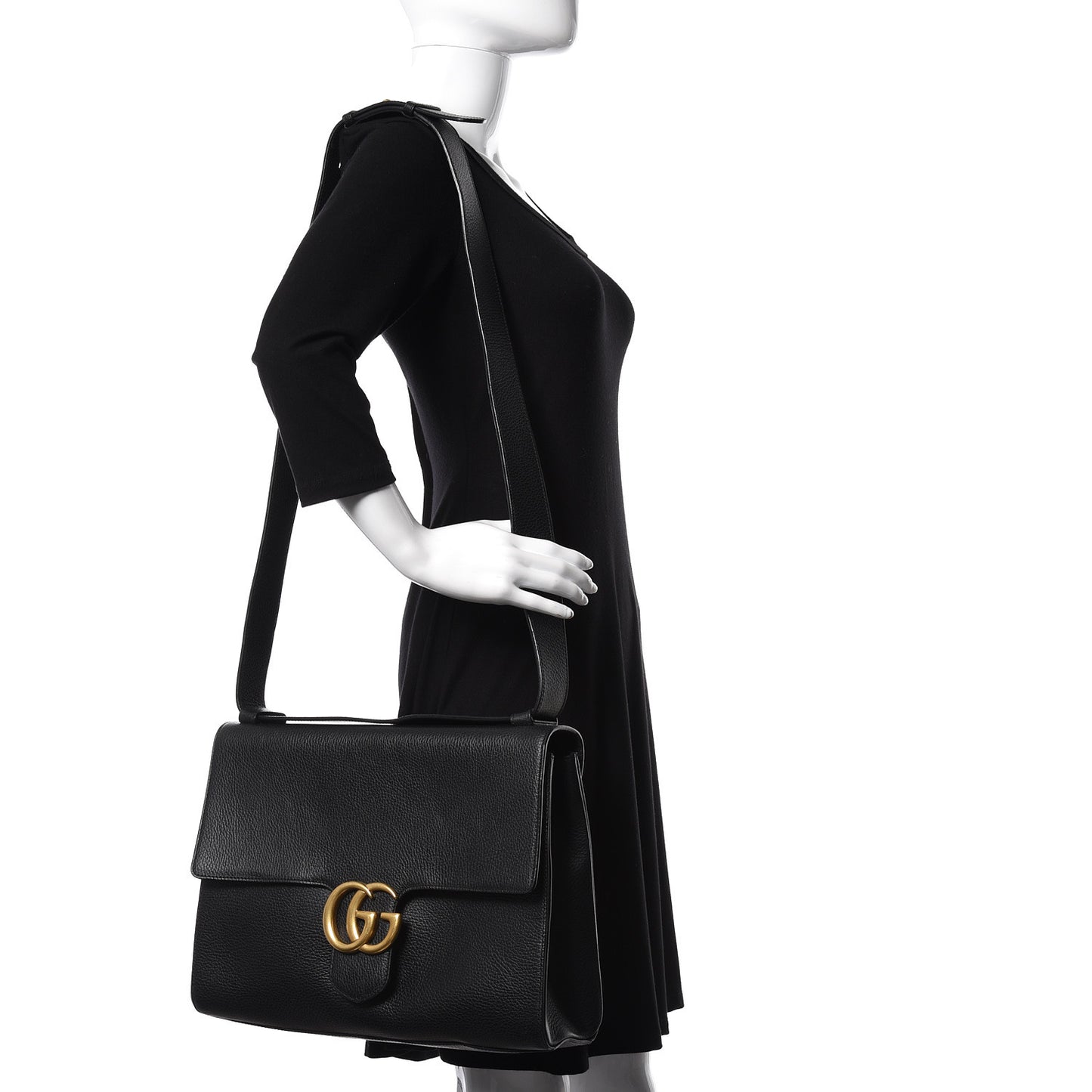 Calfskin GG Marmont Messenger Bag Black