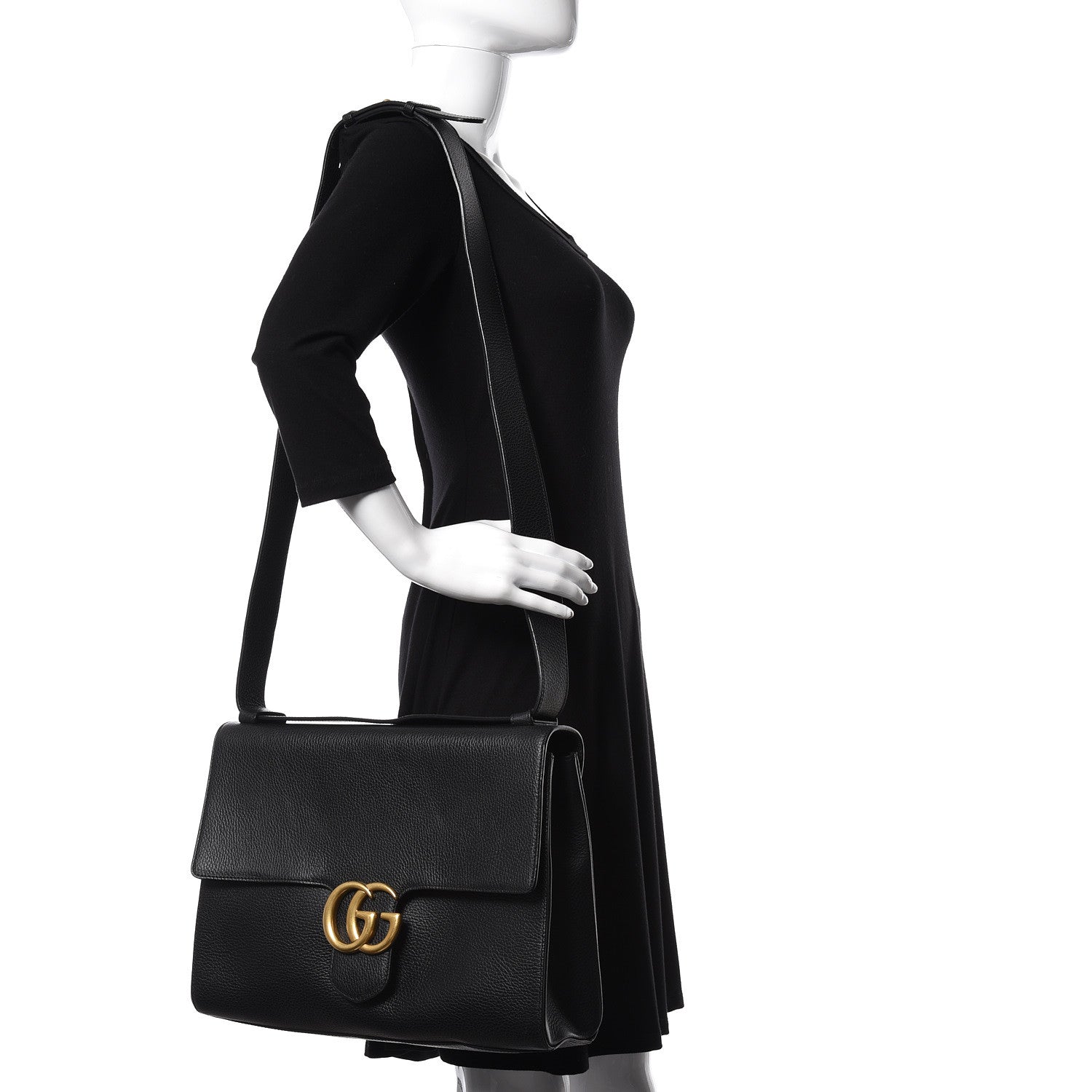 Gucci Calfskin GG Marmont Messenger Bag Black 2 of 15