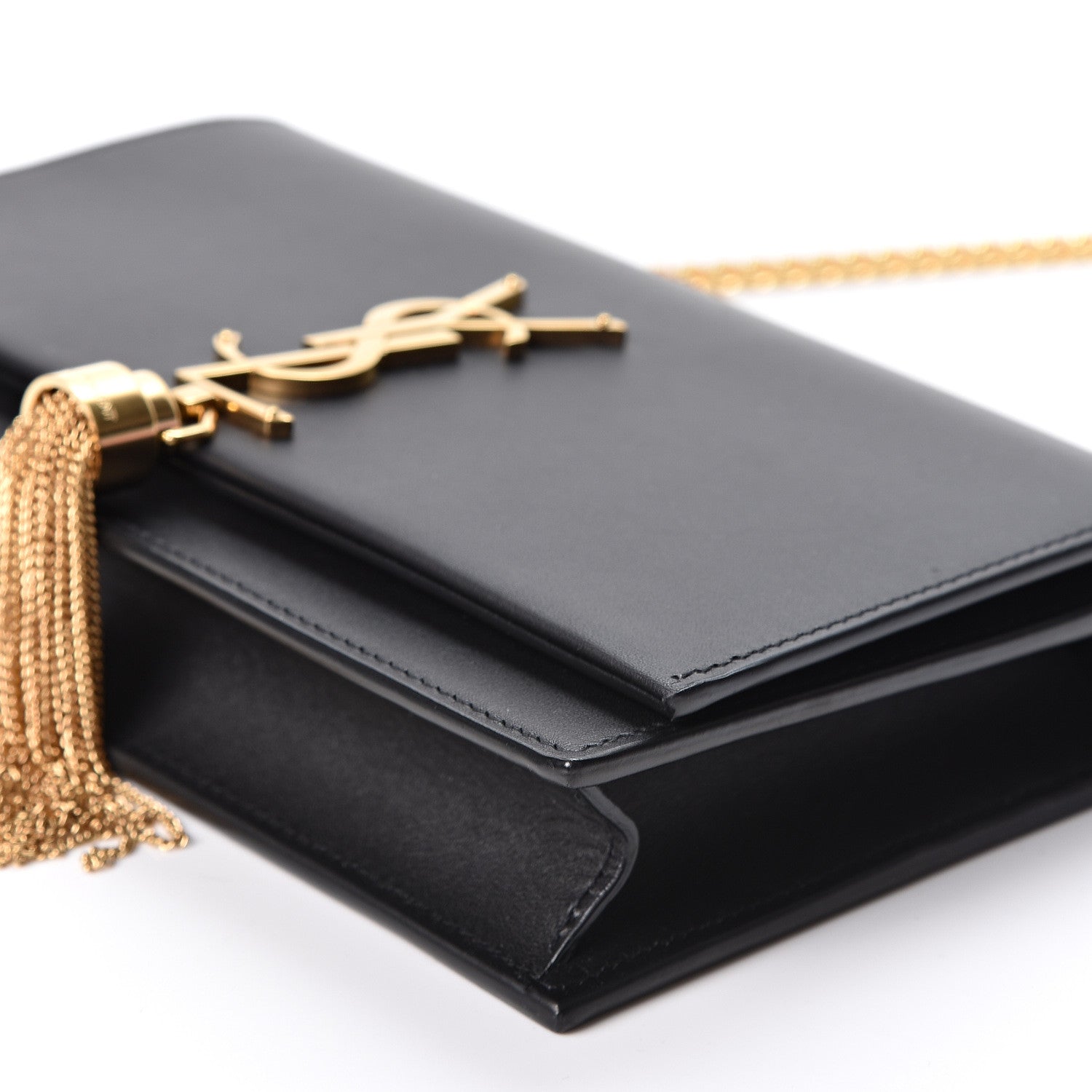 Saint Laurent Smooth Calfskin Classic Monogram Kate Tassel Chain Wallet Black 8 of 9