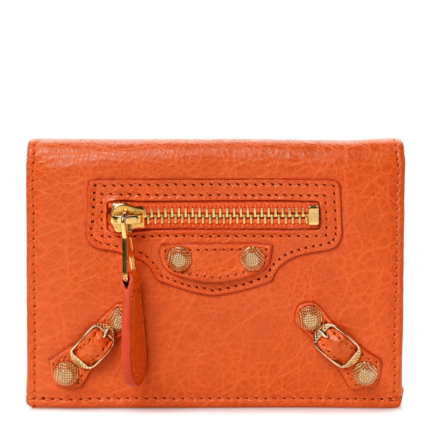 Balenciaga Agneau Giant 12 Gold Hardware Card Case Tangerine 1 of 6