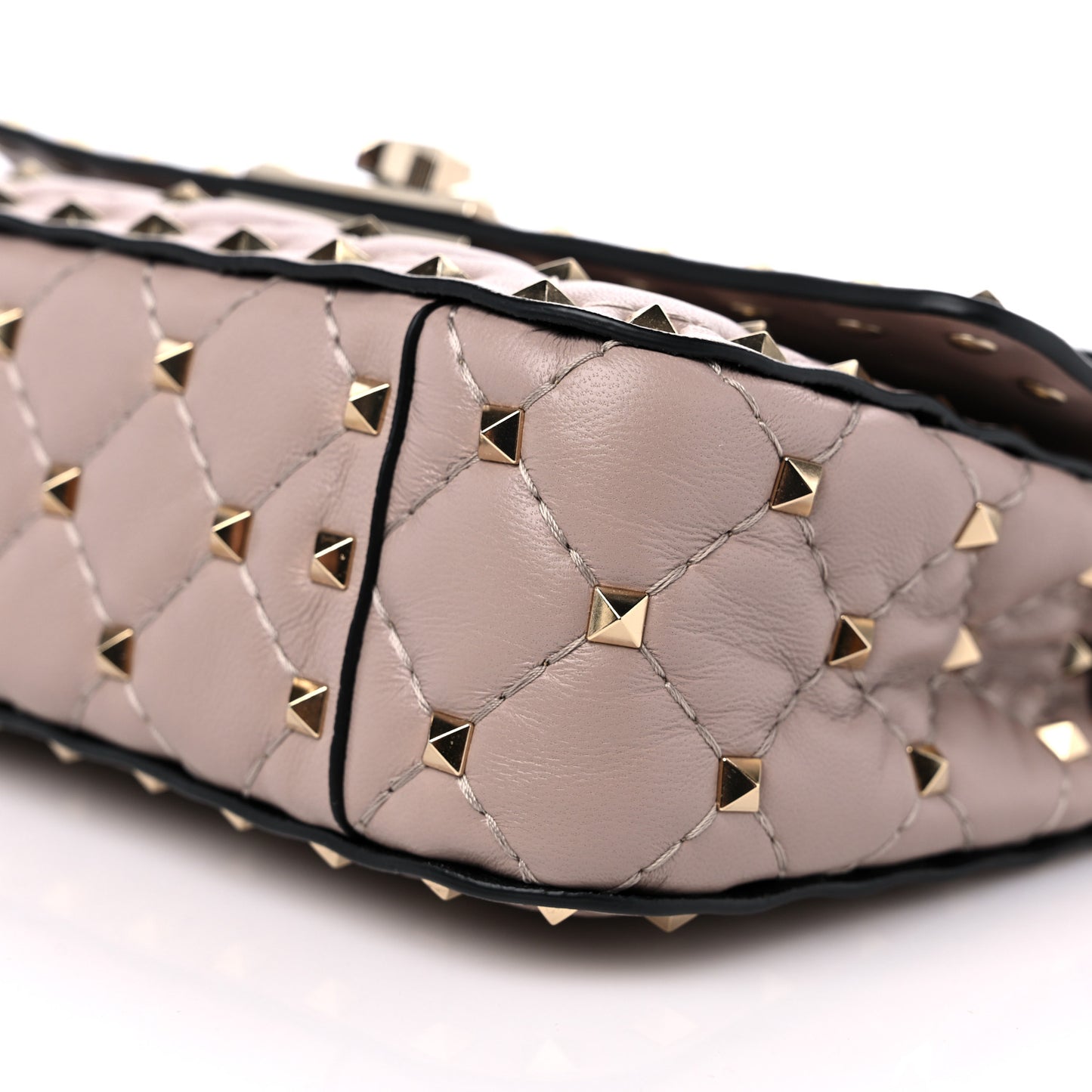 Nappa Small Rockstud Spike Shoulder Bag Poudre
