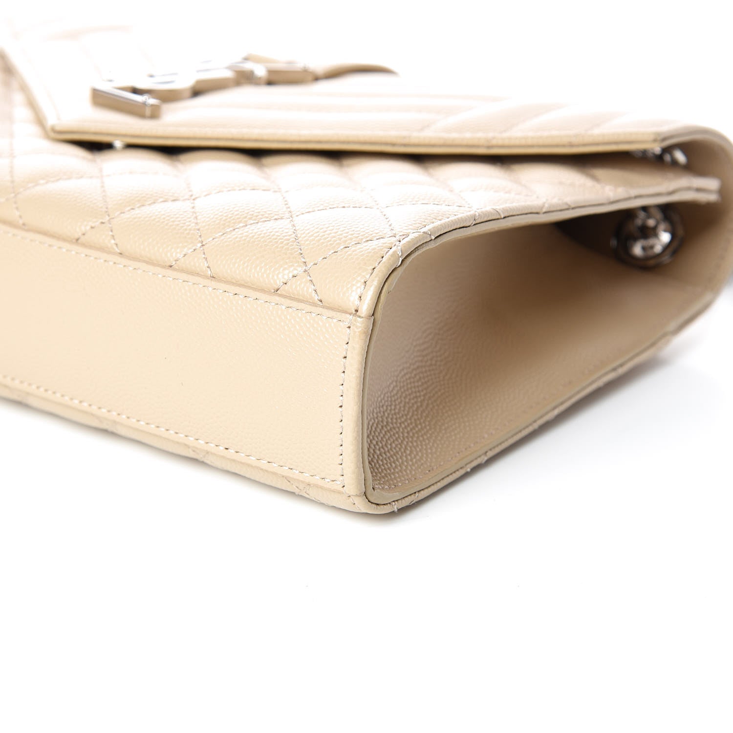 Saint Laurent Grain De Poudre Textured Mixed Matelasse Medium Triquilt Monogram Satchel Nude Powder 6 of 10