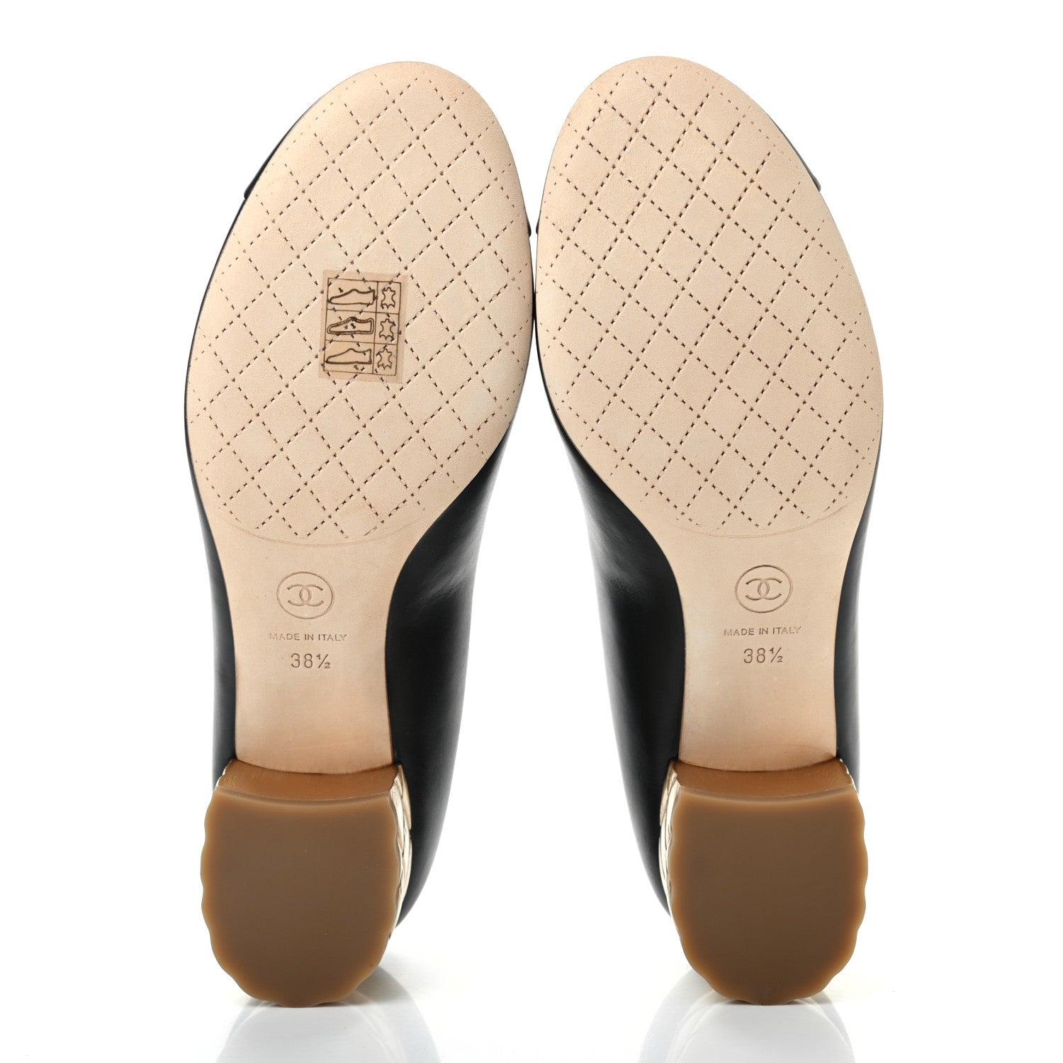 Chanel Calfskin Pearl Camellia Pumps 38.5 Black Gold 5 of 9