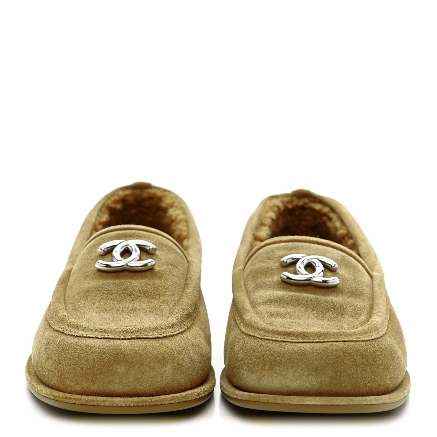 Suede Calfskin CC Loafers 39 Dark Beige