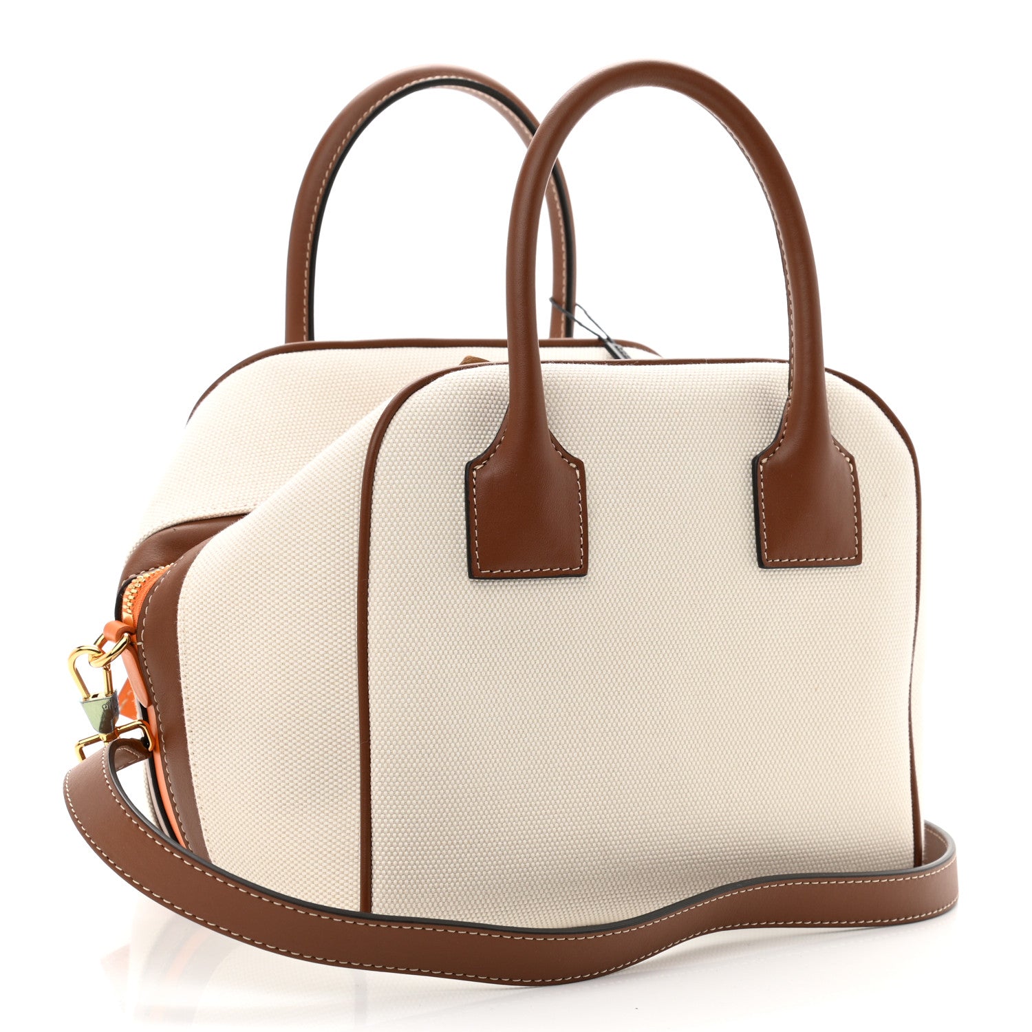Burberry Cotton Canvas Small Logo Cube Bag Natural Tan 3 of 9
