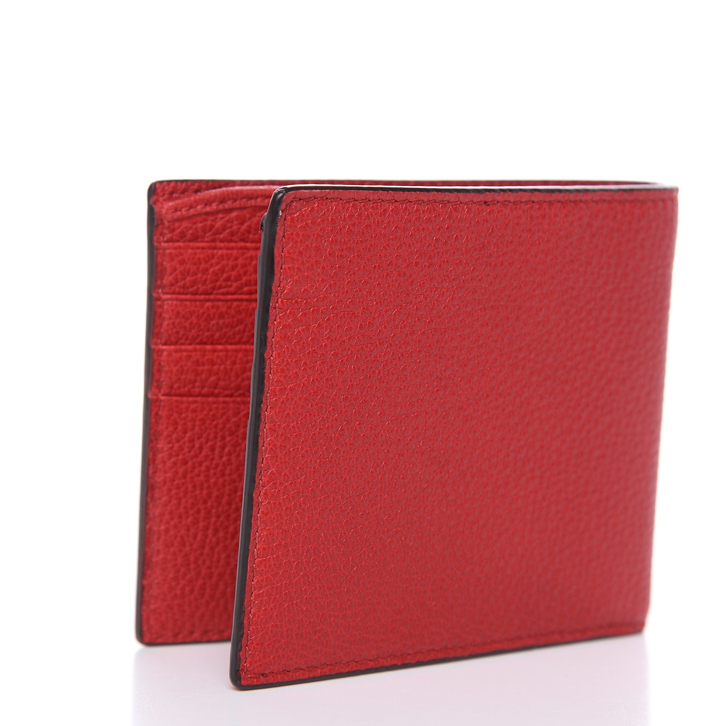 Calfskin Logo Bi-Fold Wallet Red