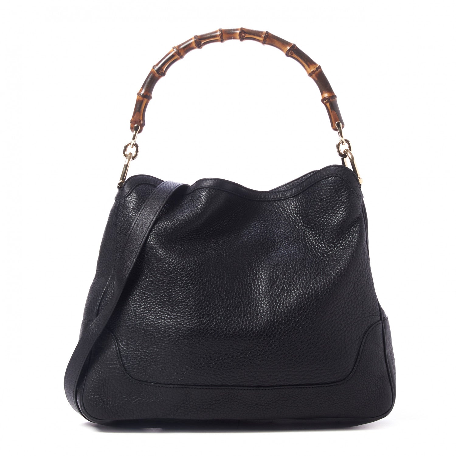 Gucci Pebbled Calfskin Medium Diana Bamboo Shoulder Bag Black 1 of 9