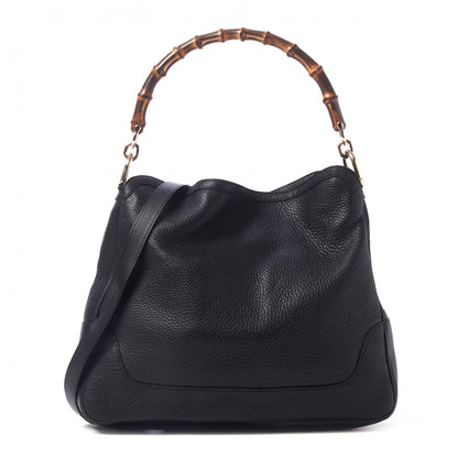 Gucci Pebbled Calfskin Medium Diana Bamboo Shoulder Bag Black 1 of 9
