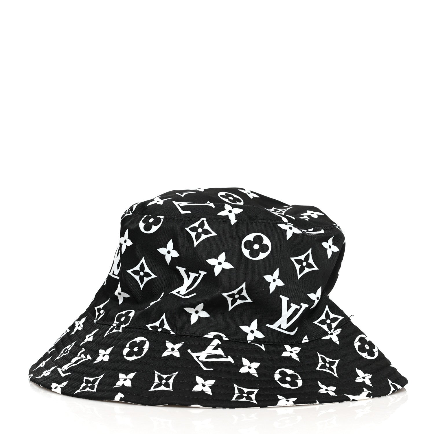 Louis Vuitton Nylon Monogram Reversible Bob Bucket Hat S Black White 2 of 8