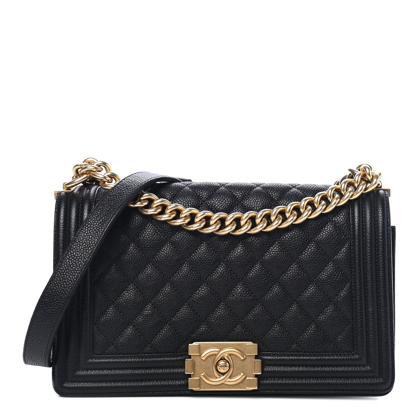 Caviar Quilted Medium Boy Flap Black