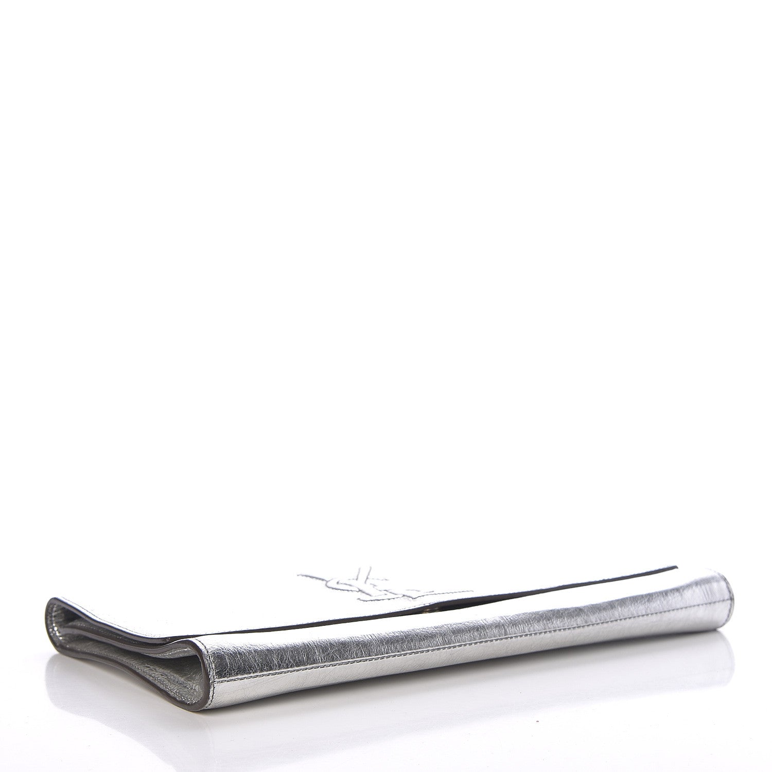 Saint Laurent Metallic Textured Large Belle De Jour Clutch Silver 4 of 13