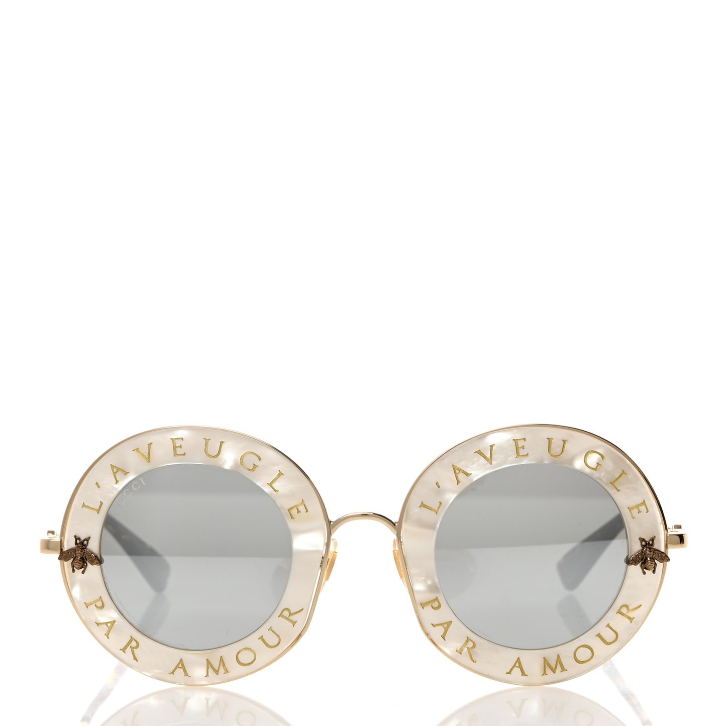 Metal L'Aveugle Par Amour Round Frame Sunglasses GG0113S White